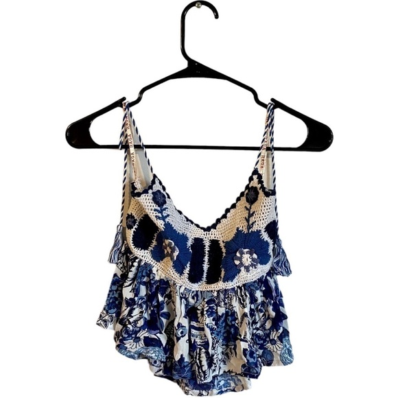 NWT RAGA Crocheted Peplum Crop Too - Picture 3 of 6